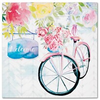 Obraz na plátne Bicycle with roses, 28 x 28 cm Obraz na plátne Bicycle with roses, 28 x 28 cm