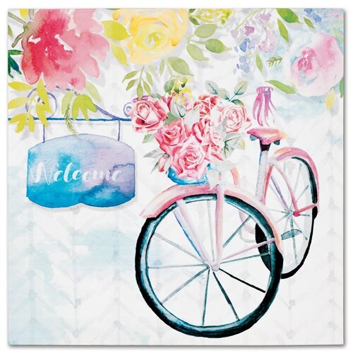 Obraz na plátně Bicycle with roses, 28 x 28 cm
