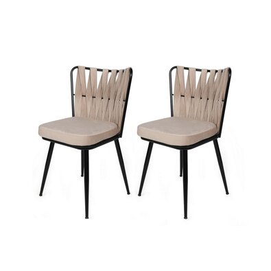 Set de scaune de sufragerie Kusakli Cream andBlack, 2 buc.