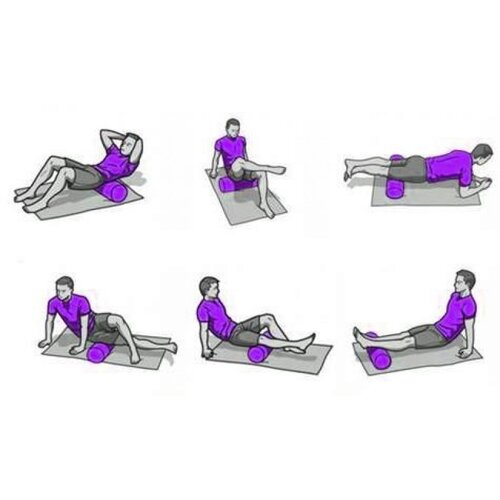 Fitness walec do masażu fioletowy, 34 x 14 cm