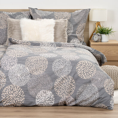 Lenjerie de pat din bumbac 4Home Grey Petals, 220 x 200 cm, 2 buc 70 x 90 cm