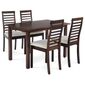 Set de masă din lemn masiv cu 4 scaune, 120 x 75 x75 cm, nuc