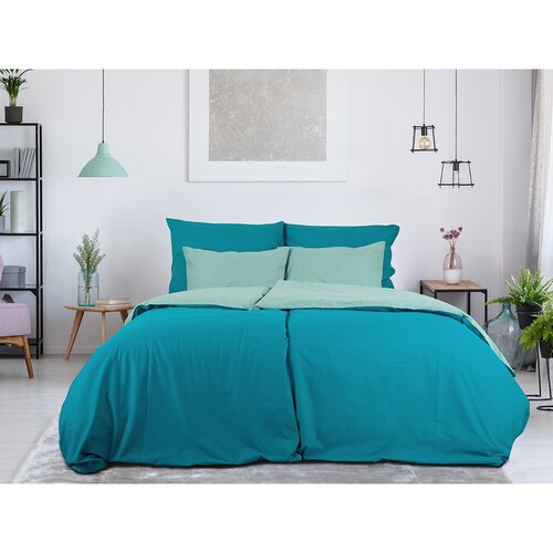 B.E.S. Petrovice Бавовняна постільна білизна Double face, бірюзовий/оливковий, 140x200 см, 70x90 см