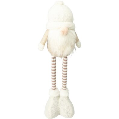 Elf de Crăciun în picioare Dorin, picioare telescopice, 48 cm, crem