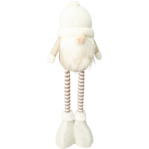 Álló karácsonyi manó Dorin, teleszkópos lábak, 48cm, krém színű