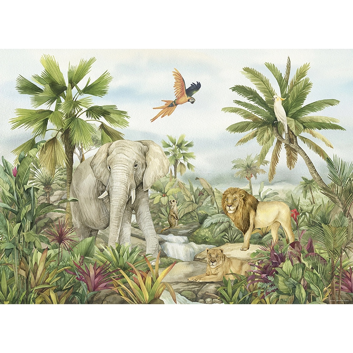 Gyermek fotó tapéta Színes dzsungel 252 x 182 cm,4 részből álló