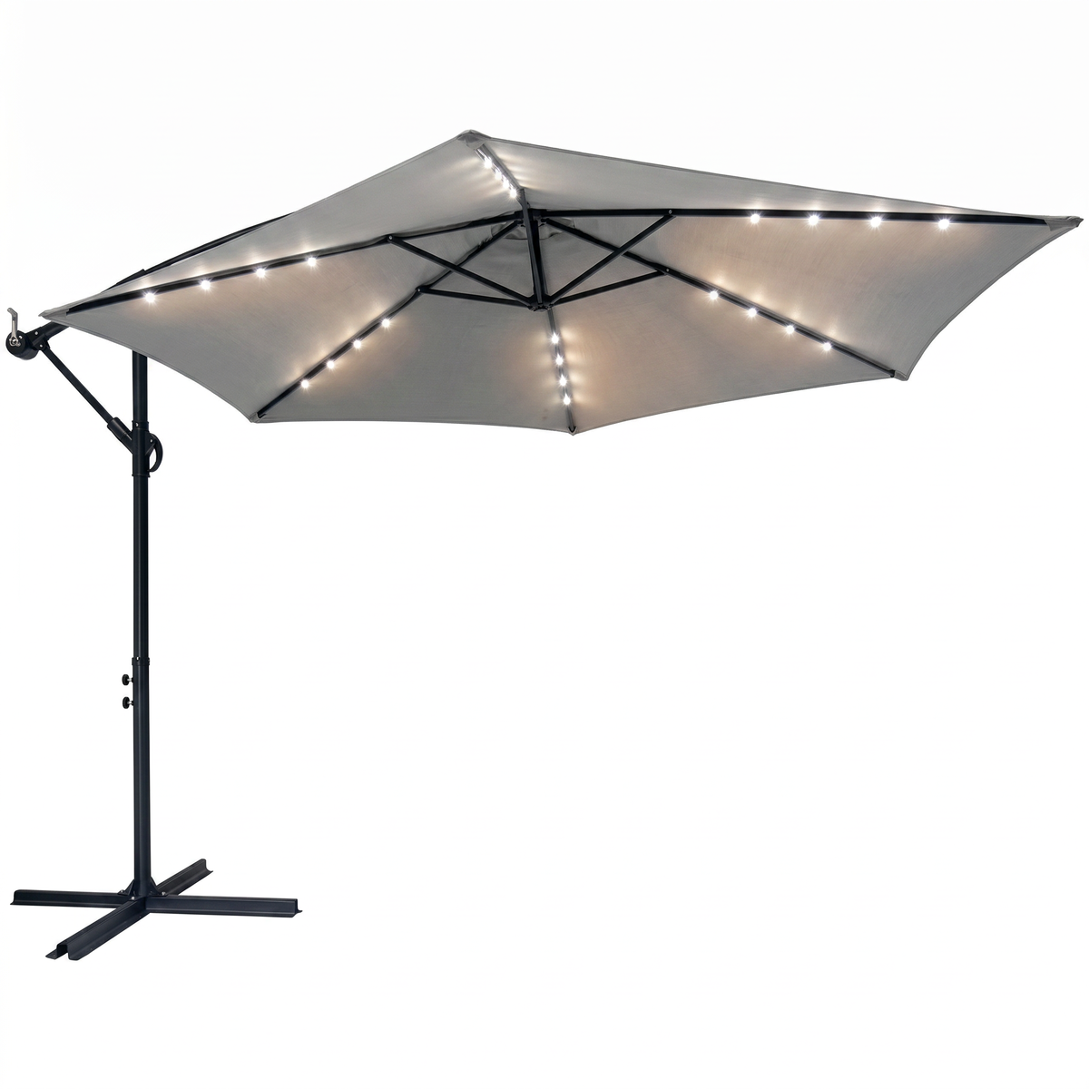 Avenberg Velký polohovatelný slunečník Sunny LED 300, šedá