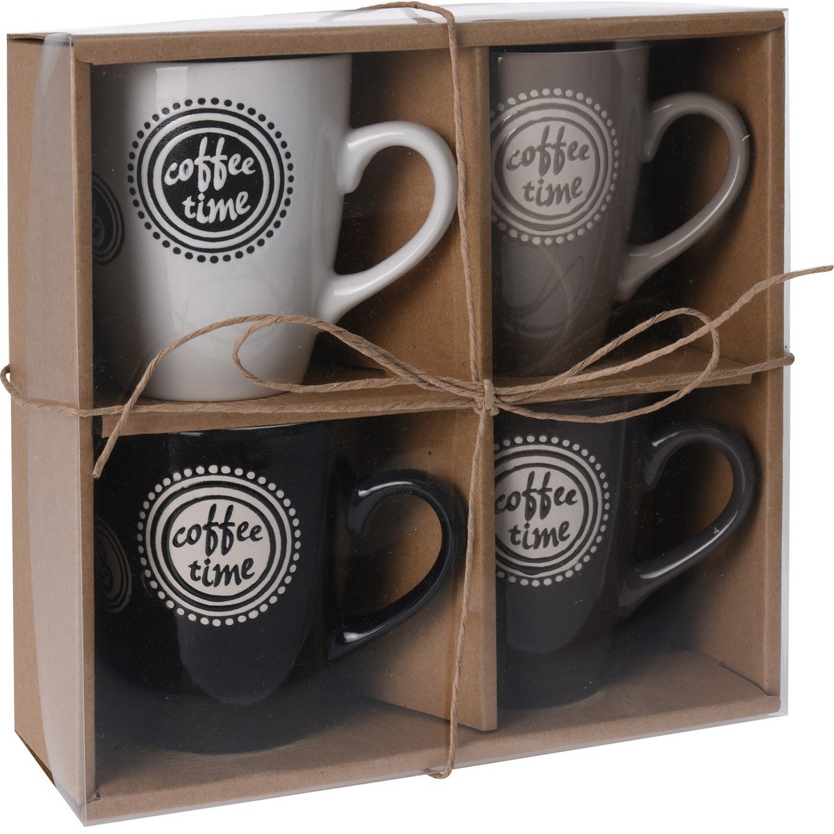 Sada kameninových hrnčekov Cofee Time 300 ml, 4 ks