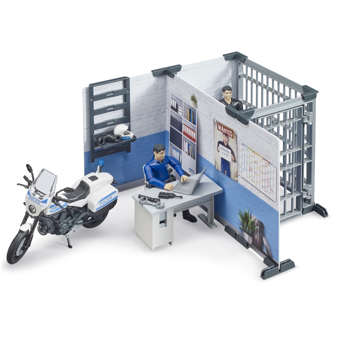 Bruder 62732 BWorld Policejní stanice s motorkou, 1:16