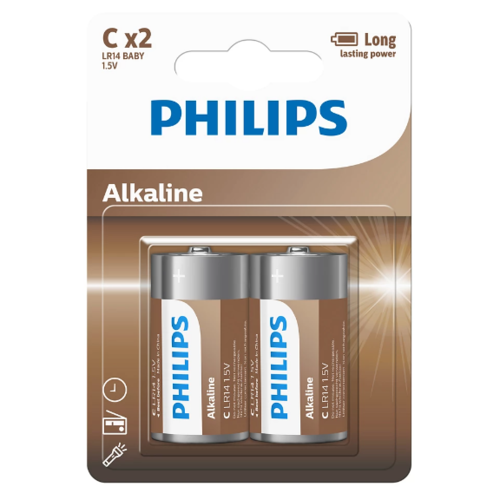 Philips Baterije C Entry Alkaline, 2 kos