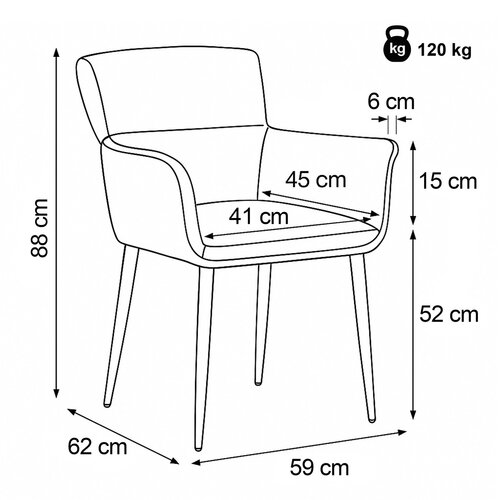 DCH-J2159 GREY2 étkezőszék szett, 2 db