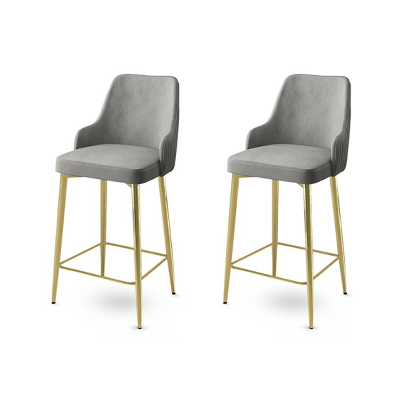 Enox Grey and Gold bárszék szett, 2 db, szürke, 2 db akciós termékkép 1