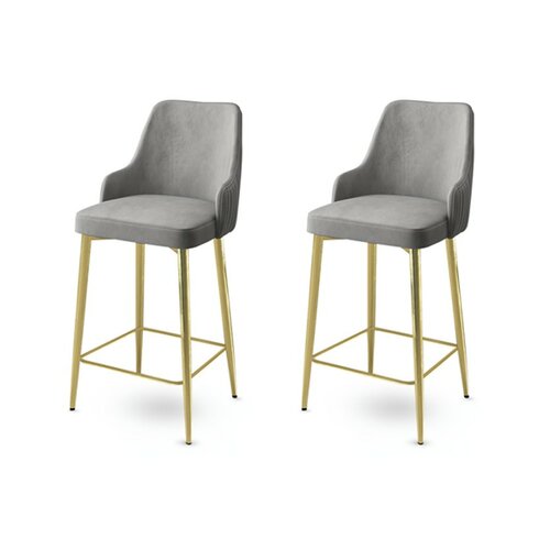Sada barových židlí Enox Grey and Gold, 2 ks