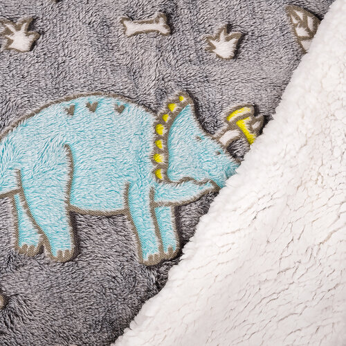 4Home Leuchtende Decke Lammfelloptik Dino, 150 x 200 cm