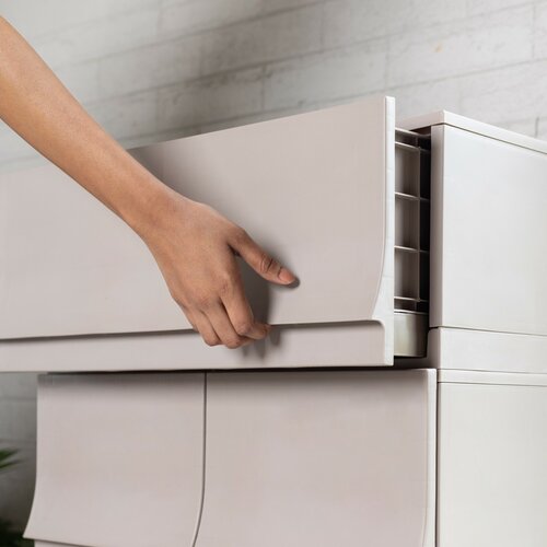 Modulare Aufbewahrungsbox Wave twin Wood ohne Rollen, 54,6 x 43,4 x 22 cm