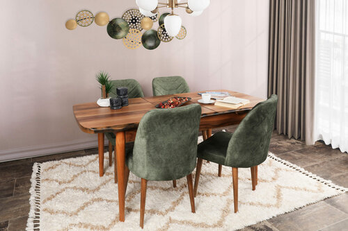 Zestaw krzeseł do jadalni Dallas Dark Green and Brown, 4 szt.