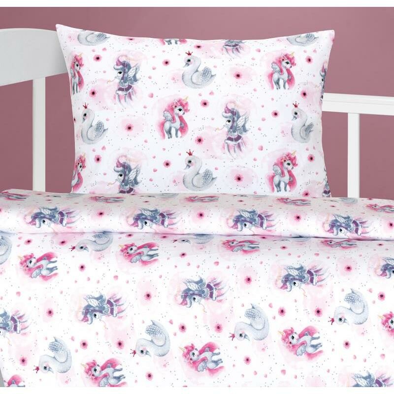 Bellatex pamut bölcsőágynemű Beata Unicornrózsaszín, 100 x 135, 45 x 60 cm termék 2. képe