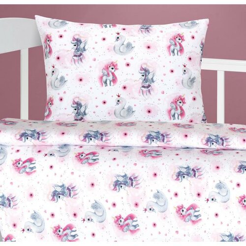Bellatex Lenjerie de pat din bumbac pentru copii Beáta Unicorn roz, 100 x 135, 45 x 60 cm