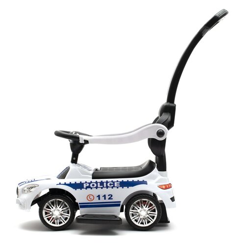 Baby Mix Odpychacz z dźwiękiem i prowadnicą Policja, biały
