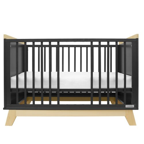 New Baby Crib Marcus cu barieră, negru / natural
