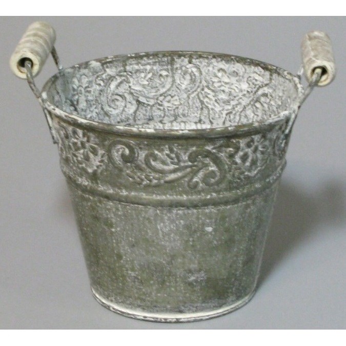 Plechový obal na květináč šedá, pr. 10 cm