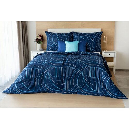 Lenjerie de pat Matějovský Deluxe Bedding Ezio Blue, 140 x 220 cm, 70 x 90 cm