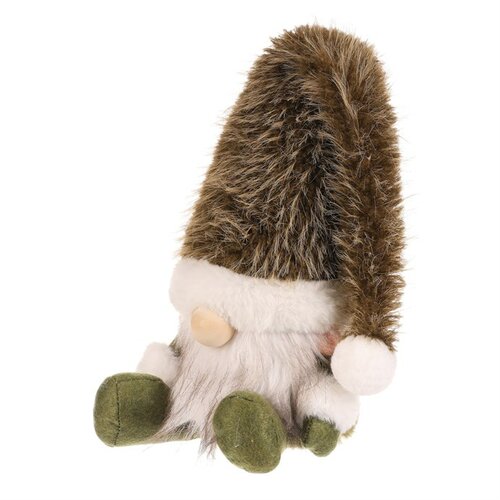 Božična dekoracija Elf sedi, višina 20 cm, zelena/bela