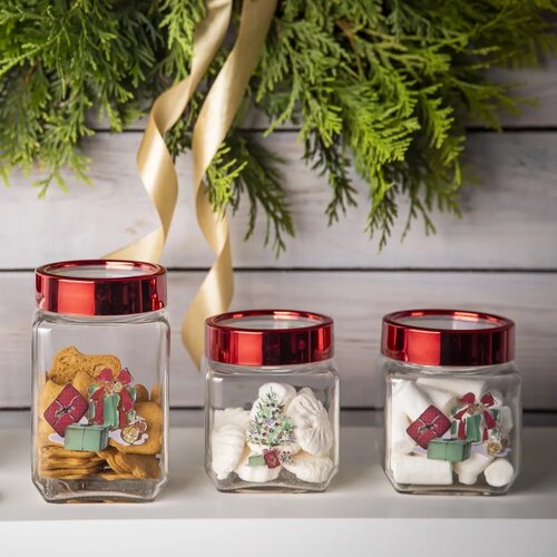 Altom Świąteczny pojemnik szklany Christmas Gifts 700 ml, 9 x 9 x 14,5 cm