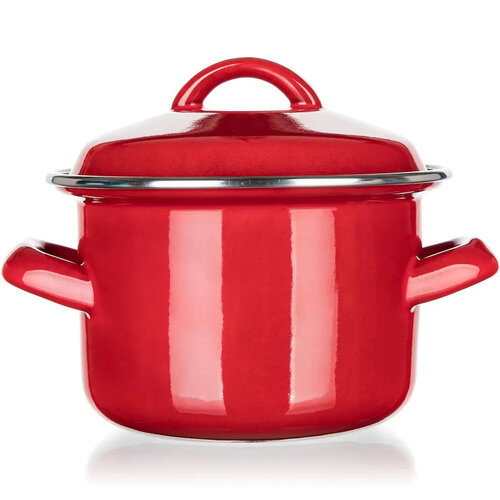 Banquet Emailed pot with lid Milton red, 16 cm, 2l