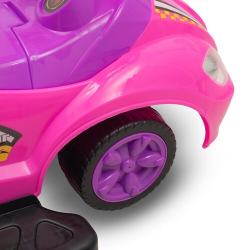 Baby Mix Detské odrážadlo s vodiacou tyčou 3v1 Mega Car, ružová