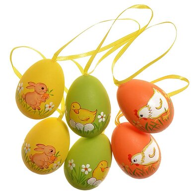 Set de ouă suspendate pentru exterior în. 6 cm , 6bucăți în pachet, mix de culori