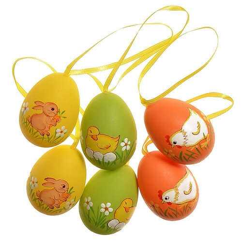 Kültéri függőtojás készlet 6 cm magas, 6 db-os, 6 db csomagban, vegyes színekben.