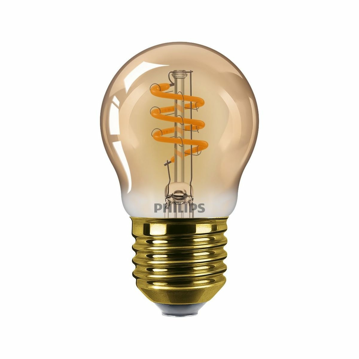 Philips LED filament žiarovka E27 P45 3W (25W) 2200K stmievateľná, jantarová