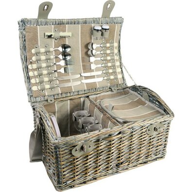 Picknickkorb für 4 Personen Brown, 46 x 31 x 21 cm