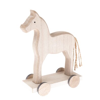 Дерев'яна декорація Коник на коліщатках, 11,5 x 16 см