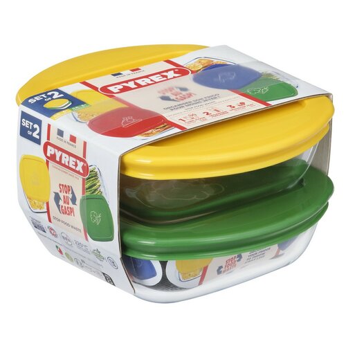 Pyrex szögletes üvegedény készlet 2 db, 0,3 l