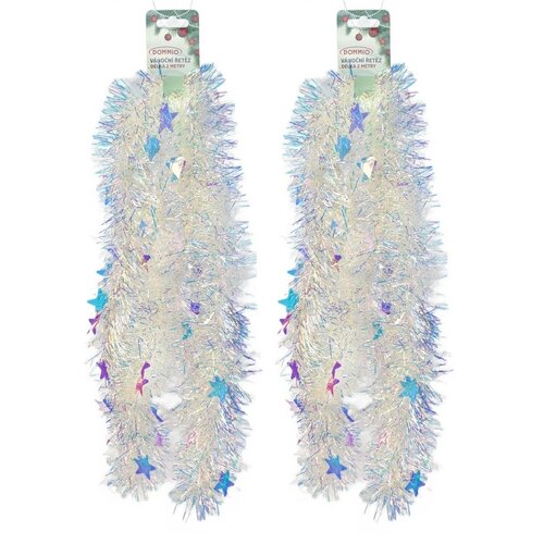 Bogaty łańcuch bożonarodzeniowy z efektem tęczy Stars, 2 m, ZESTAW 2 SZT.