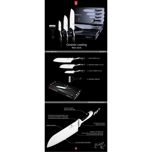 Set de cuţite Berlinger Haus, 3 piese, santoku, curacletă Bianco