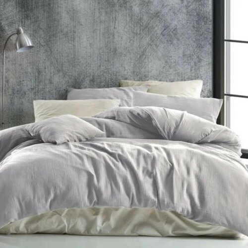 Kvalitex Muslin posteljnina svetlo siva, 220 x 200cm, 2 kos 70 x 90 cm