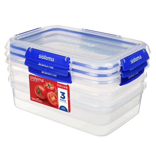 Sistema Set 3 vodotesnih posod za shranjevanje hrane KLIP IT PLUS 4 sponke 2,2 l