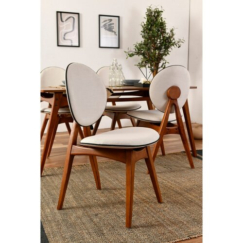 Sada jídelních židlí Touch Cream and Walnut, 2 ks