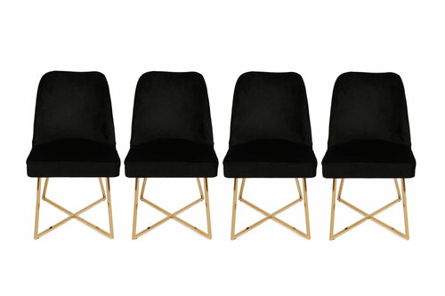 Set de scaune de sufragerie Madrid Black and Gold, 4 buc.