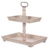 Dekorative Etagere mit 2 Etagen, aus Holz, weiß