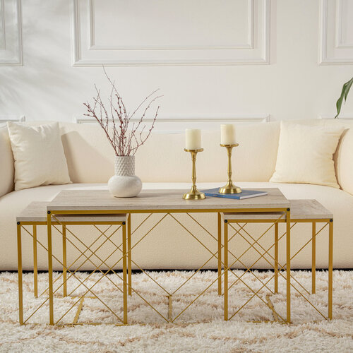 Couchtisch Defne Gold Travertine