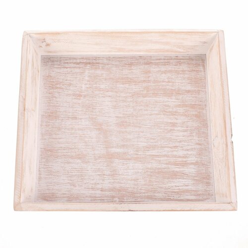 Дерев'яна таця Riaza біла, 26 x 26 x 4 см