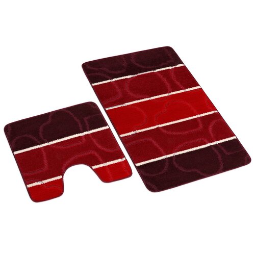 Bellatex Badteppich-Set Avangard  Herz Rot, 60 x 100 cm, 60 x 50 cm