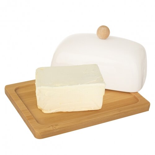 Orion porcelanska maslenka bambus WHITELINE, 16,5x 12,5 cm