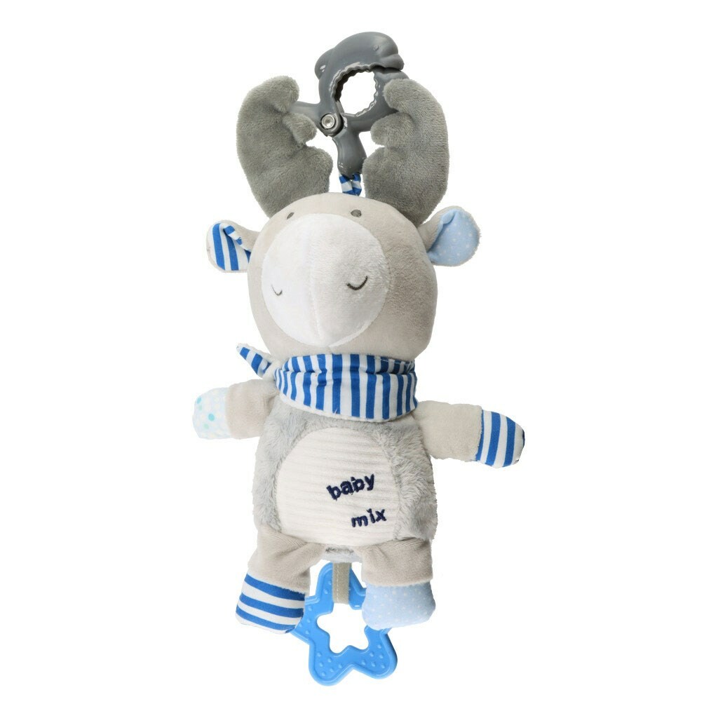 Baby Mix rénszarvas gyerek zenélő plüss játék csipesszel, 24 cm akciós termékkép 1