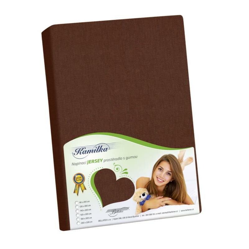 Bellatex Jersey prestieradlo Kamilka tmavohnedá, 120 x 200 cm