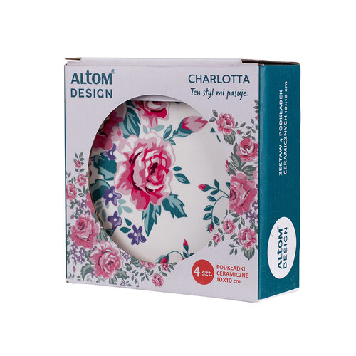 Altom Keramični podstavek Floral, 10 x 10 cm, set4 kosov